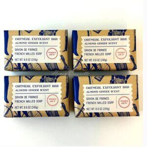 4 X Trader Joe's French Milled Oatmeal Exfoliant Almond Ginger Bar Soap